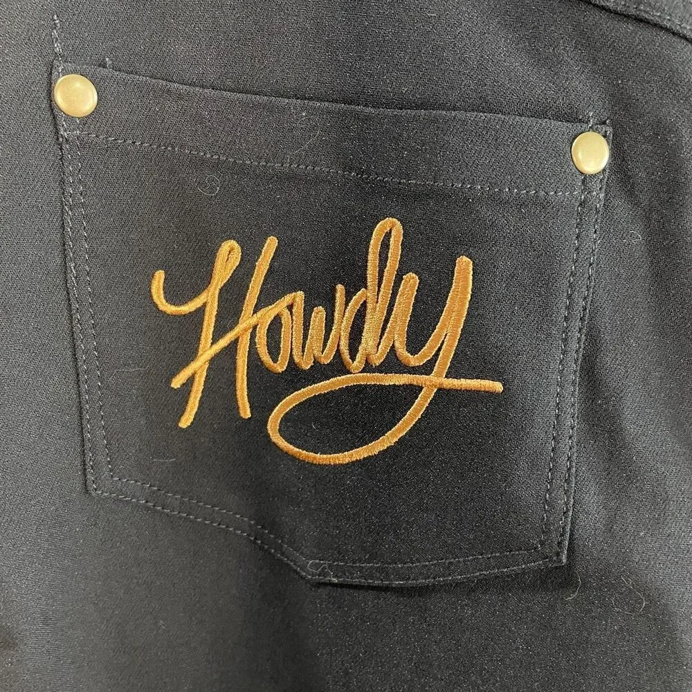 Unique Vintage Womens L Black Studded Skinny Western Cowboy Howdy Pants NWT - Picture 7 of 10